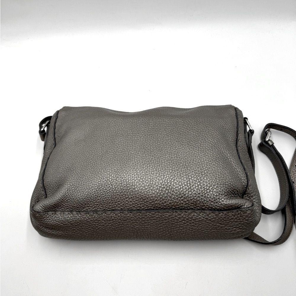 Auth Fendi Metallic Grey Beige Selleria Leather Anna Crossbody Messenger Bag - Picture 12 of 15